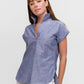 Denim Cap Sleeve Top-Tops/Blouses-Uniquities