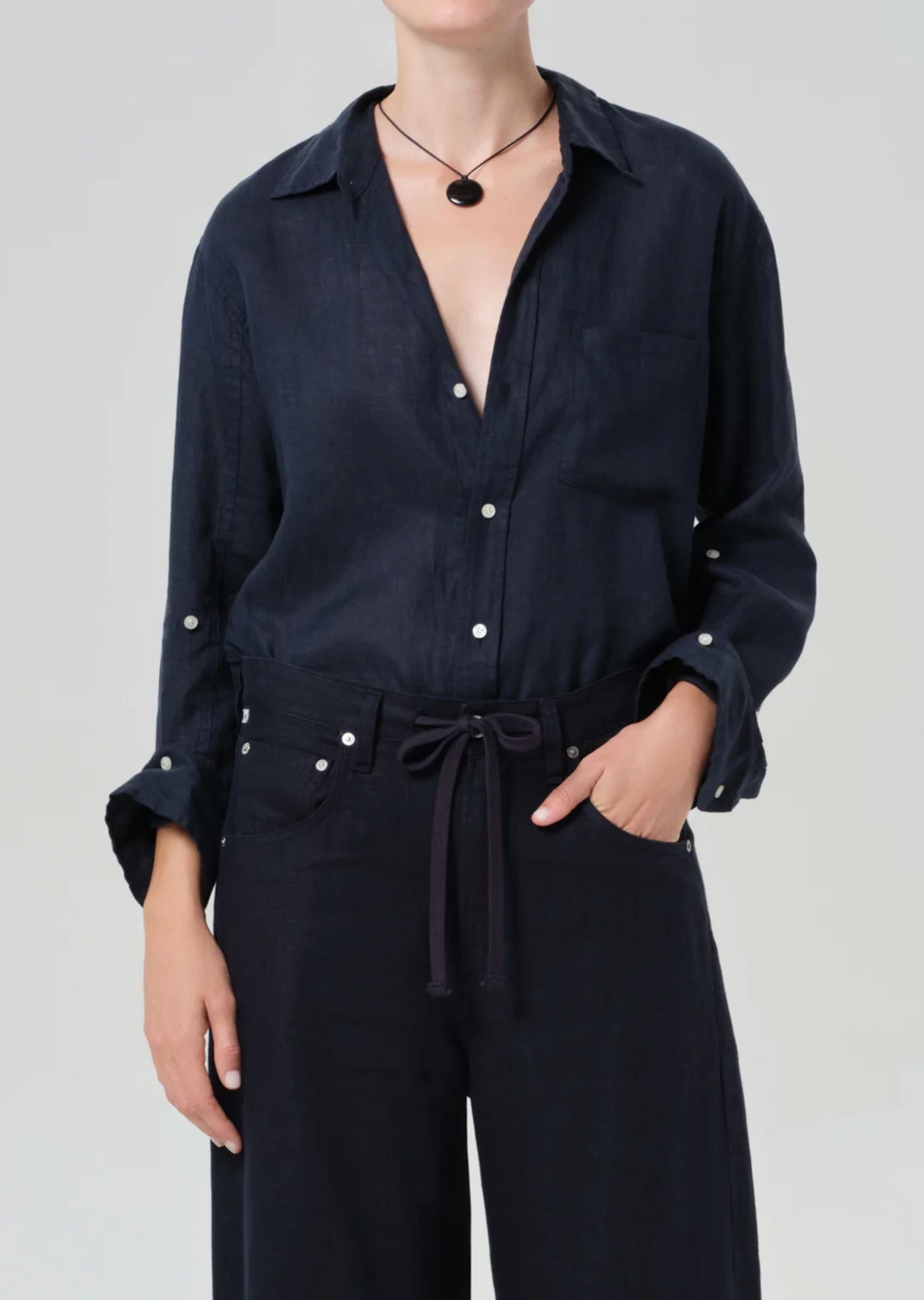 Kayla Shrunken Linen Shirt-Tops/Blouses-Uniquities