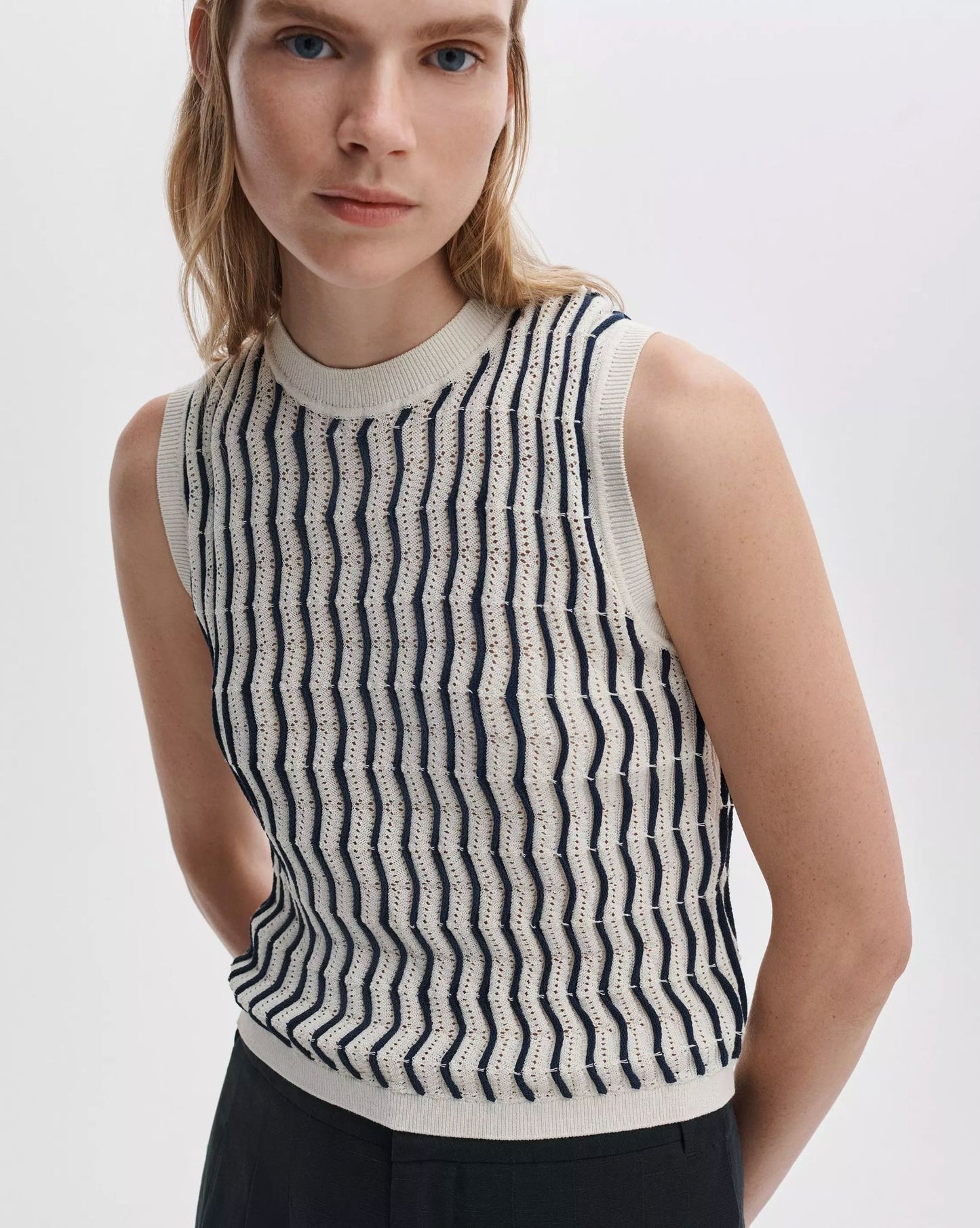 Leslie Stripe Vest-Sweaters-Uniquities