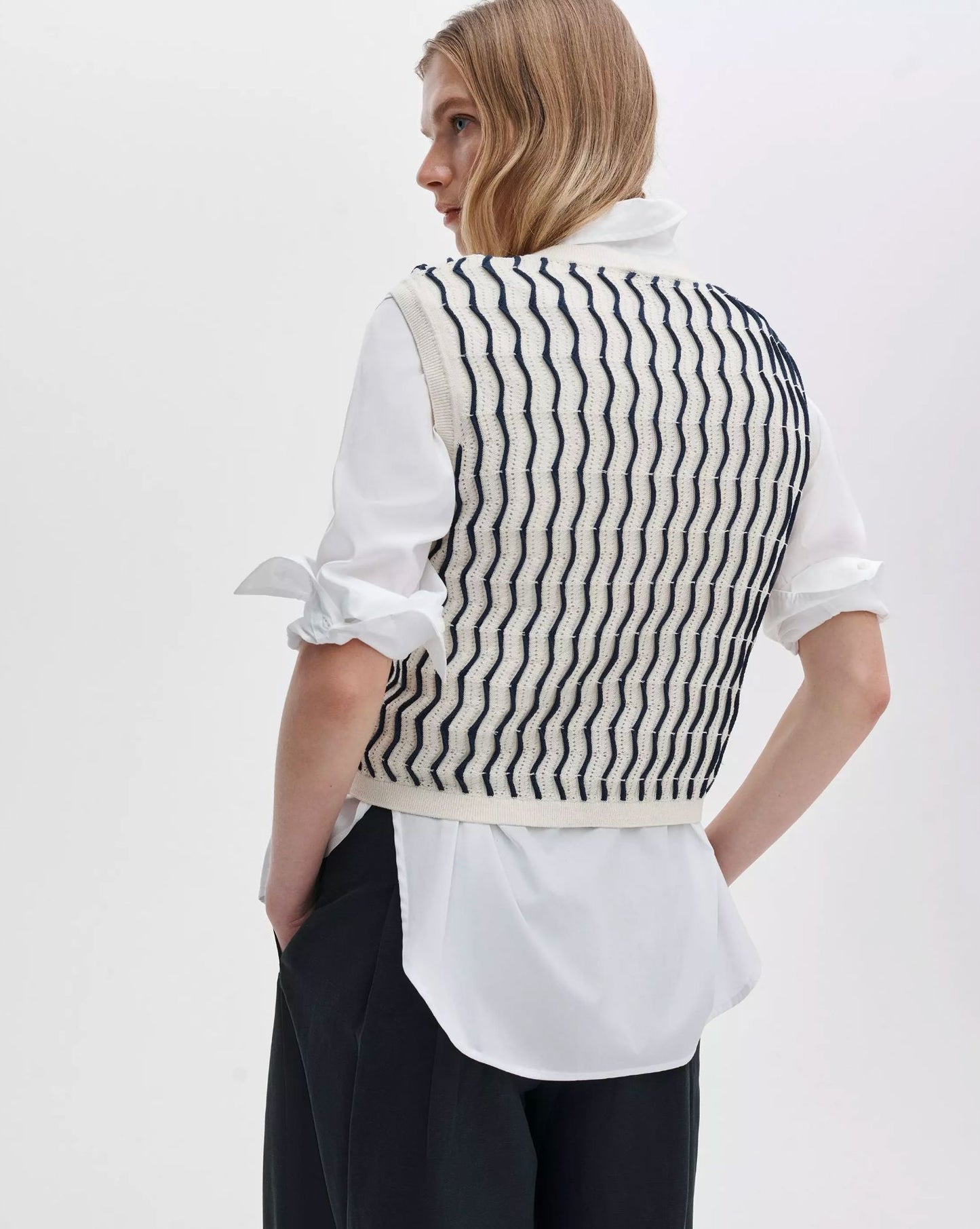 Leslie Stripe Vest-Sweaters-Uniquities
