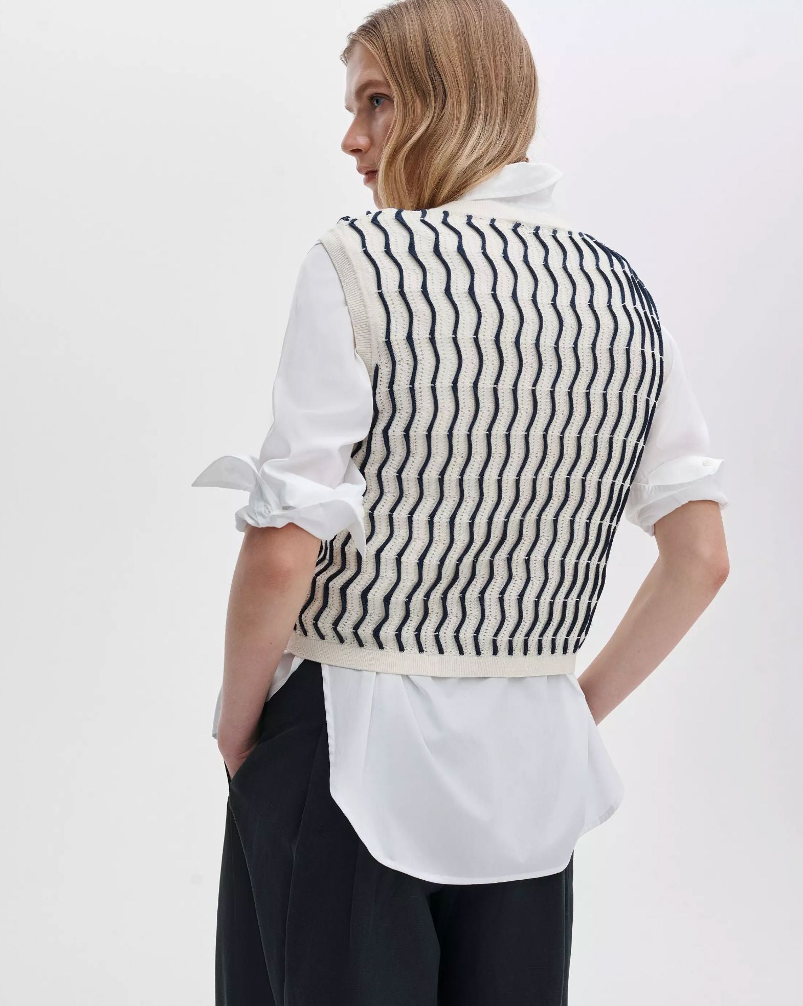 Leslie Stripe Vest-Sweaters-Uniquities
