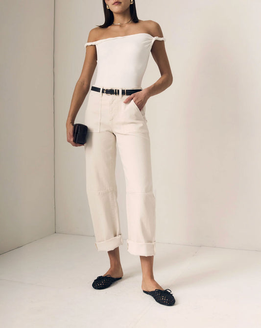 Utility Soft Barrel Jeans With Cuff-Denim-Uniquities