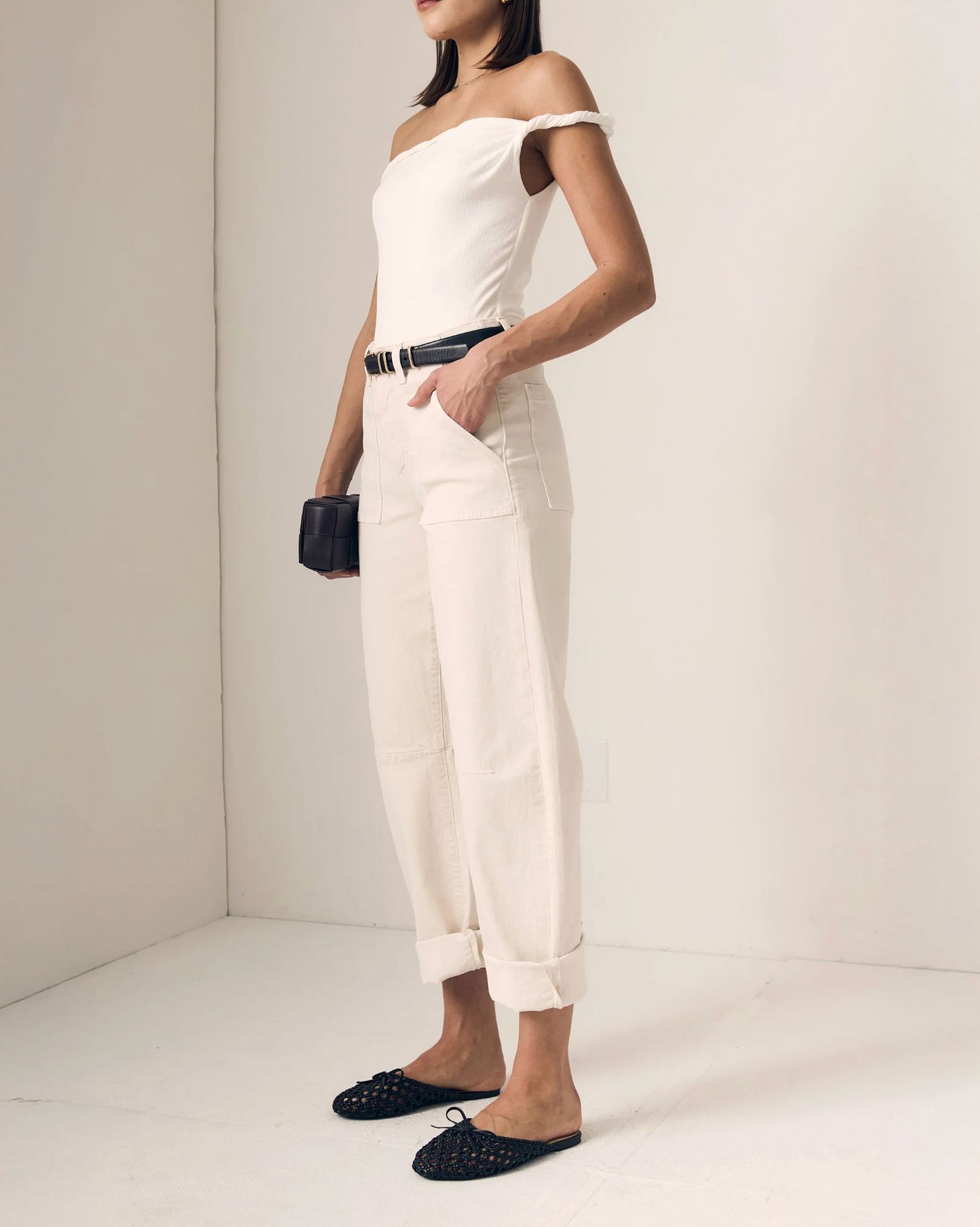 Utility Soft Barrel Jeans With Cuff-Denim-Uniquities