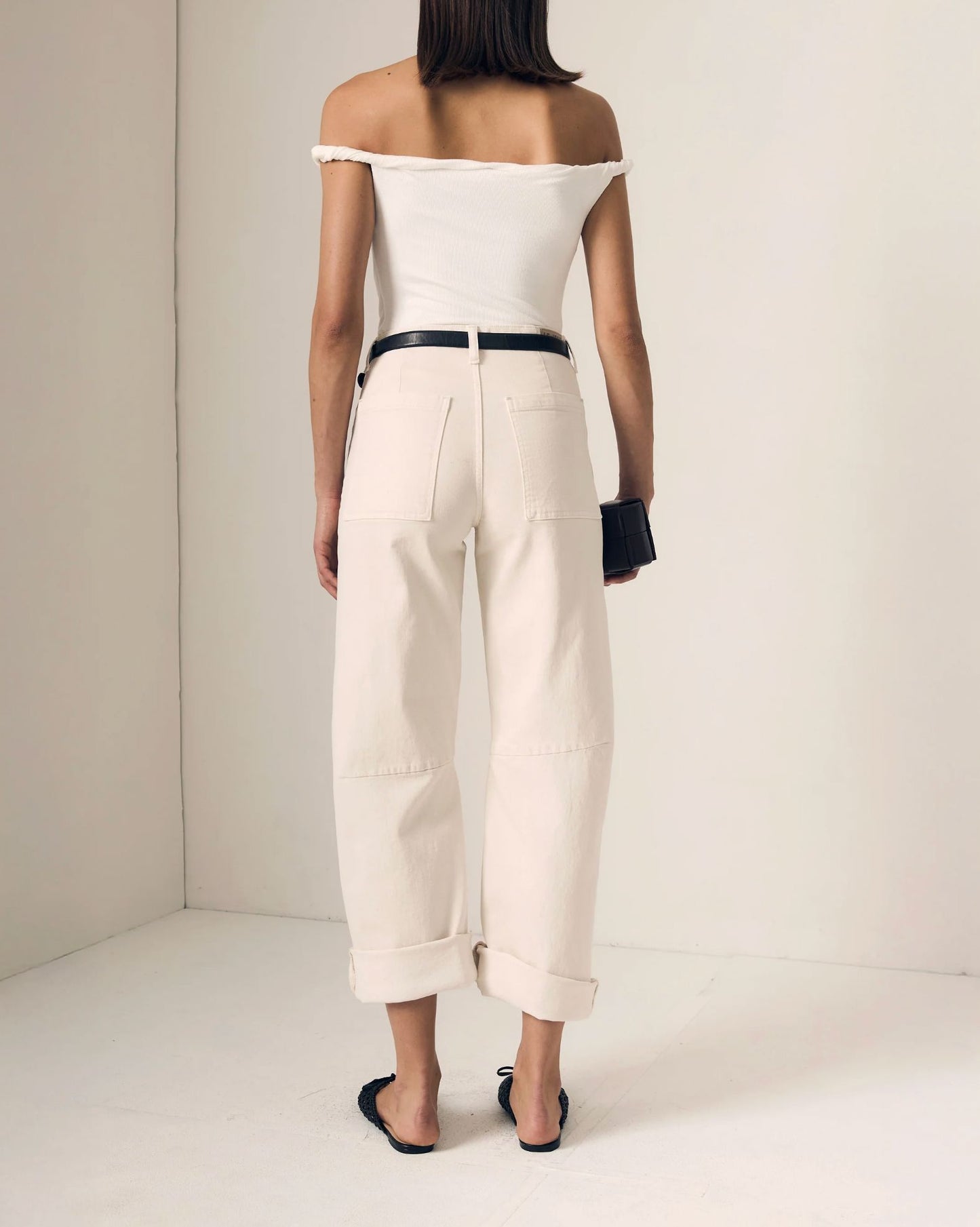 Utility Soft Barrel Jeans With Cuff-Denim-Uniquities