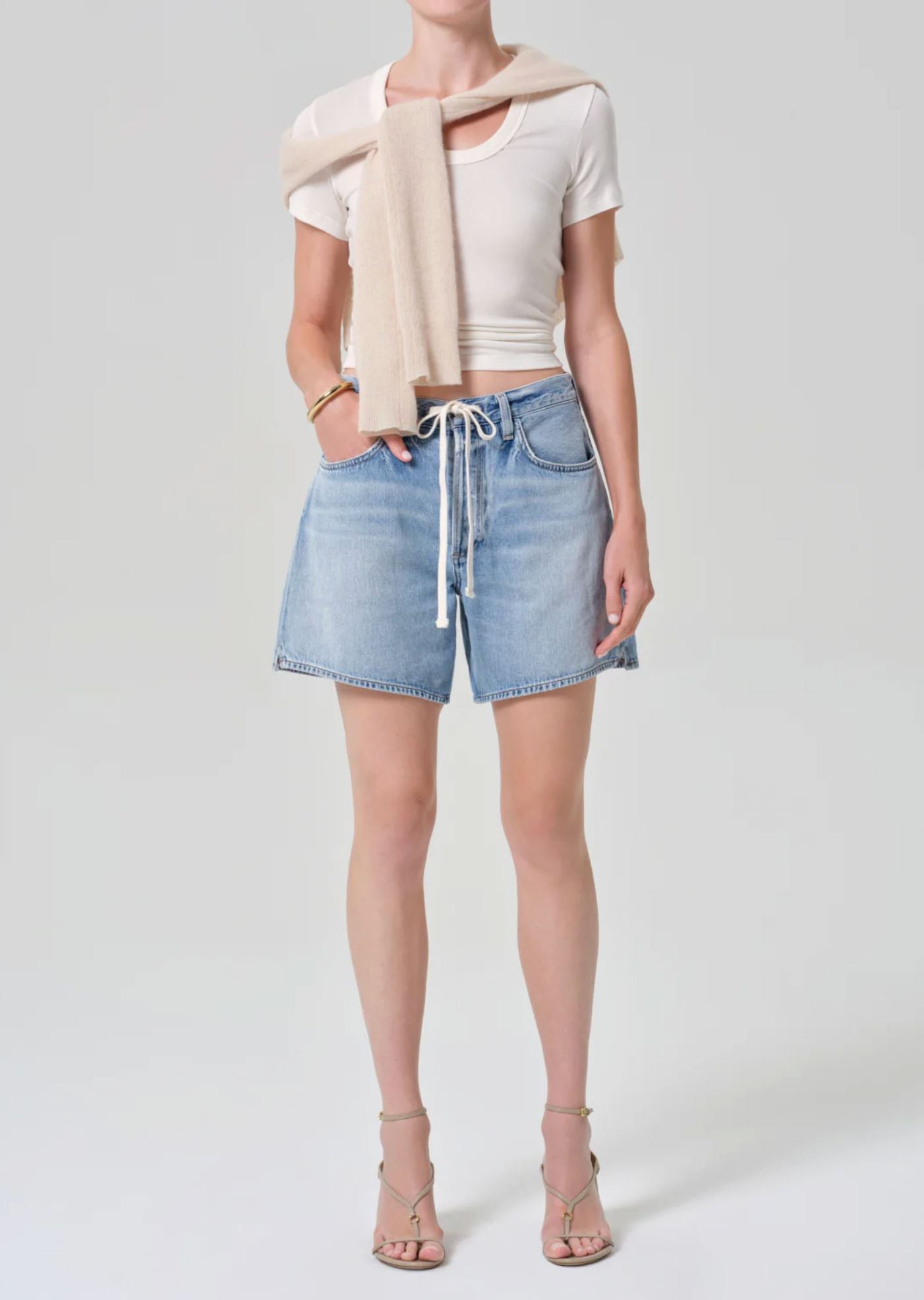Brynn Drawstring Short-Denim-Uniquities