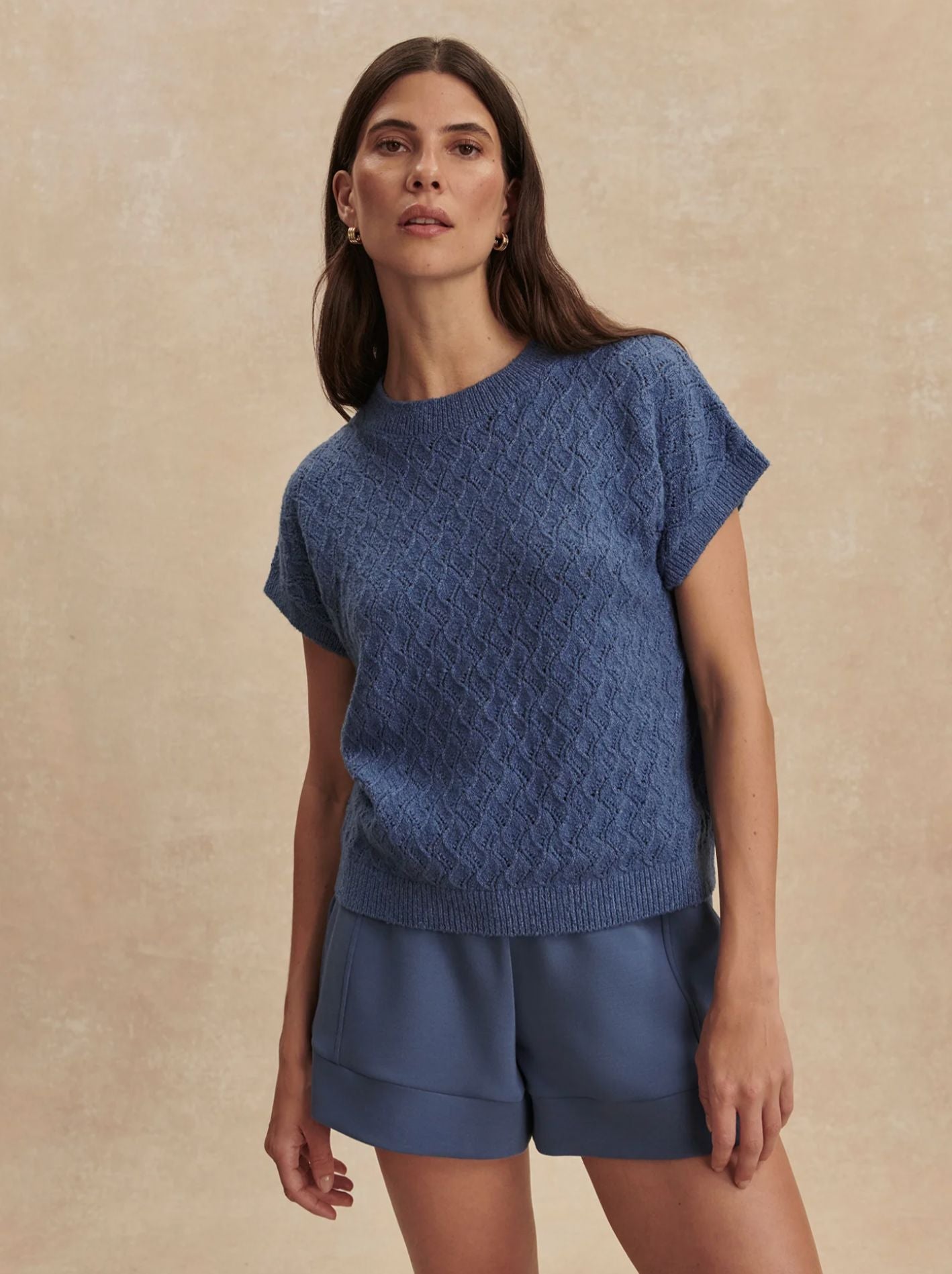 Manae Pointelle Knit Top-Sweaters-Uniquities