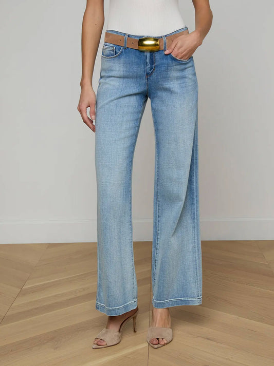 Joanne Low Rise Wide Leg Jeans-Denim-Uniquities