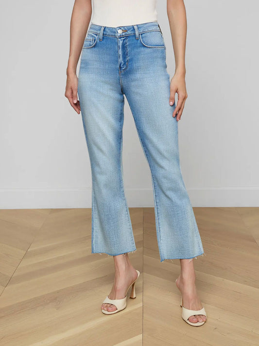 Kendra High Rise Crop Flare Jeans-Denim-Uniquities