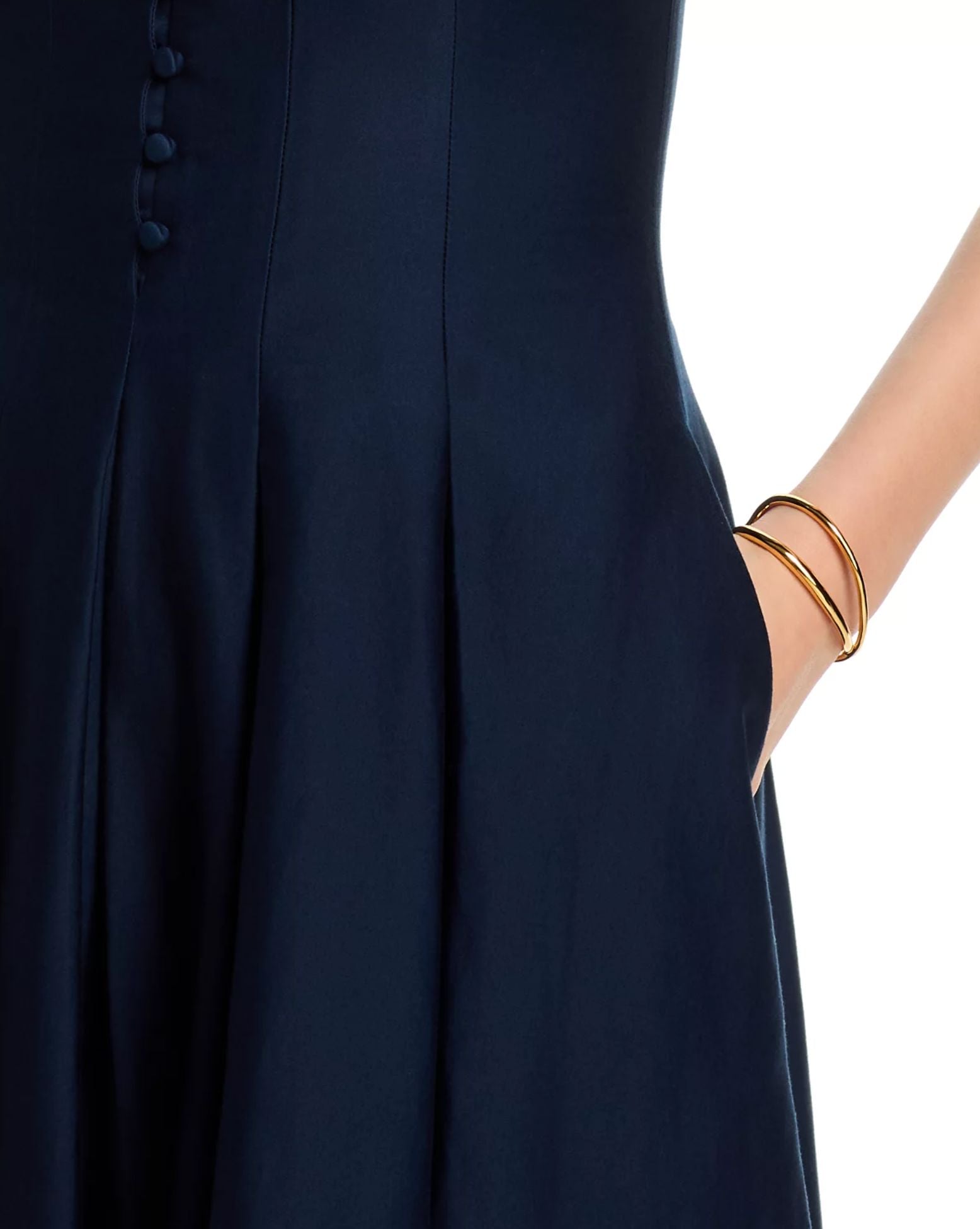 Cotton Sateen Midi Dress in Marine Cotton Sateen Midi Dress in Marine
