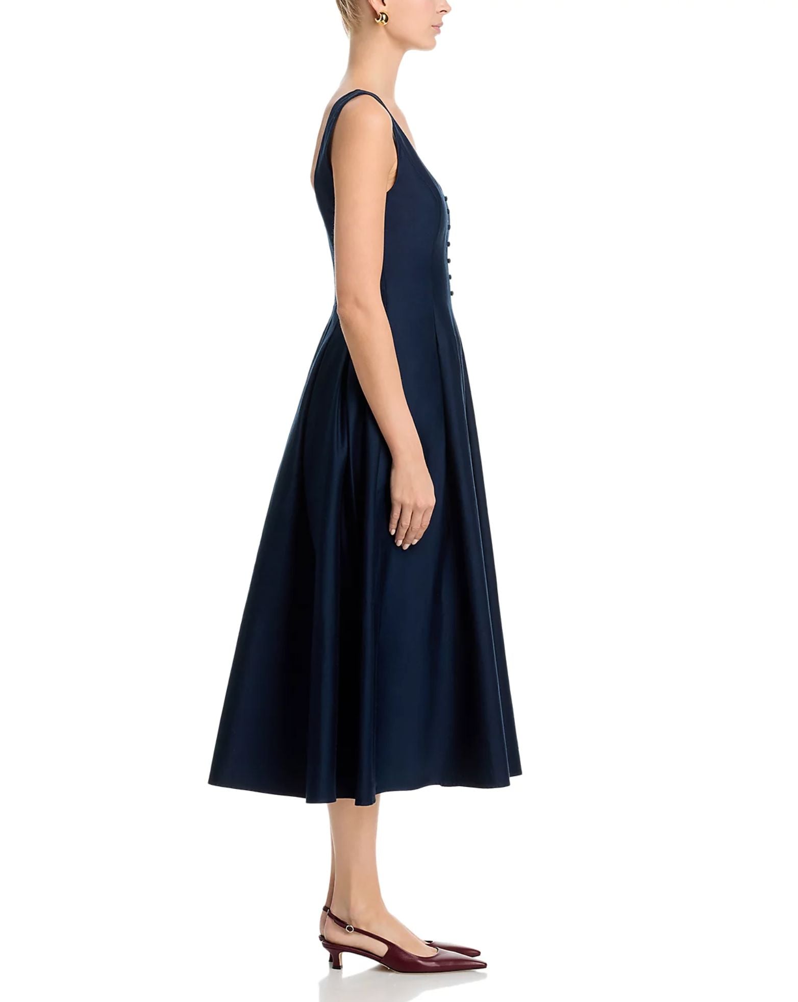 Cotton Sateen Midi Dress in Marine | French Connection Cotton Sateen Midi Dress in Marine | French Connection