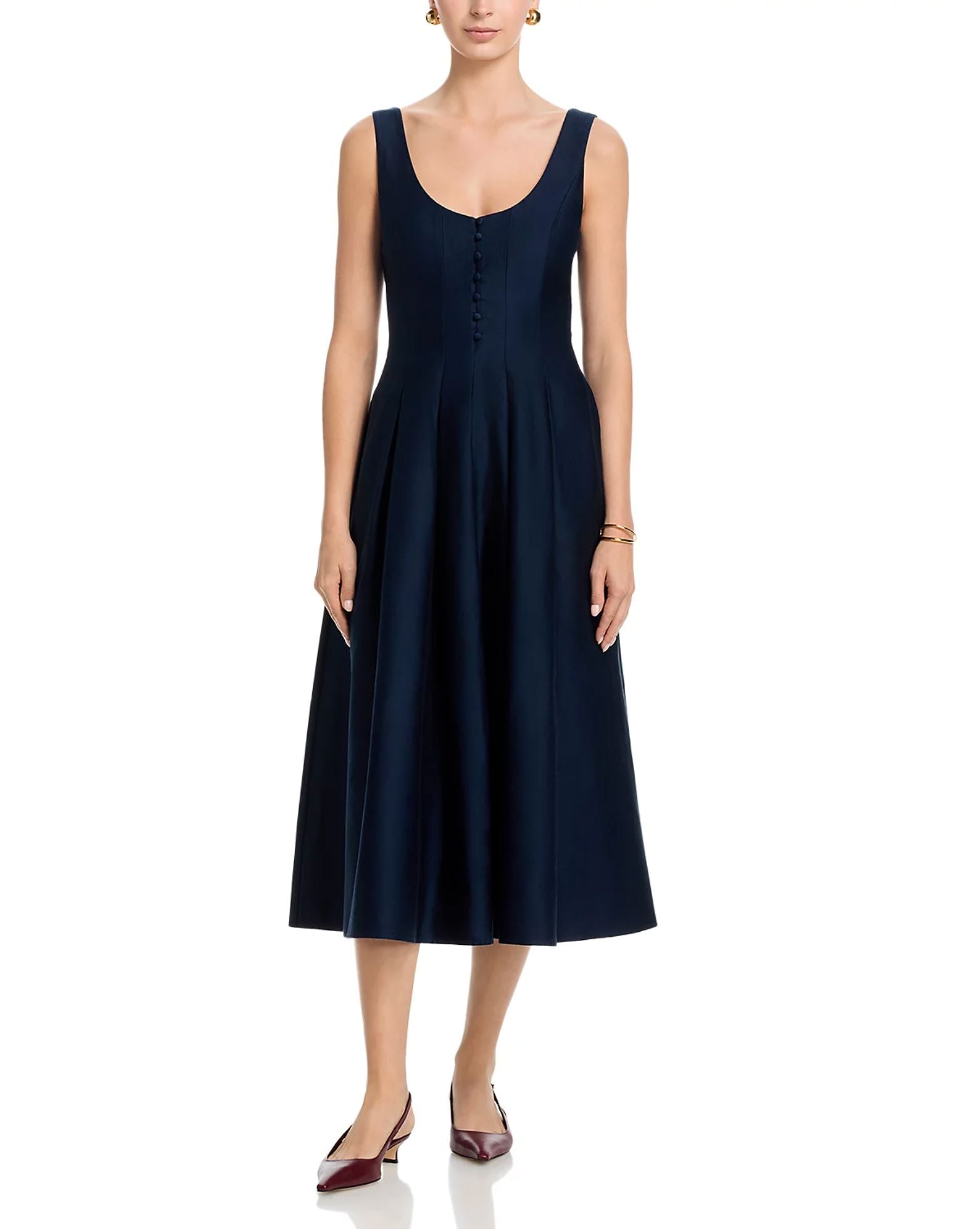 Cotton Sateen Midi Dress-Dresses-Uniquities