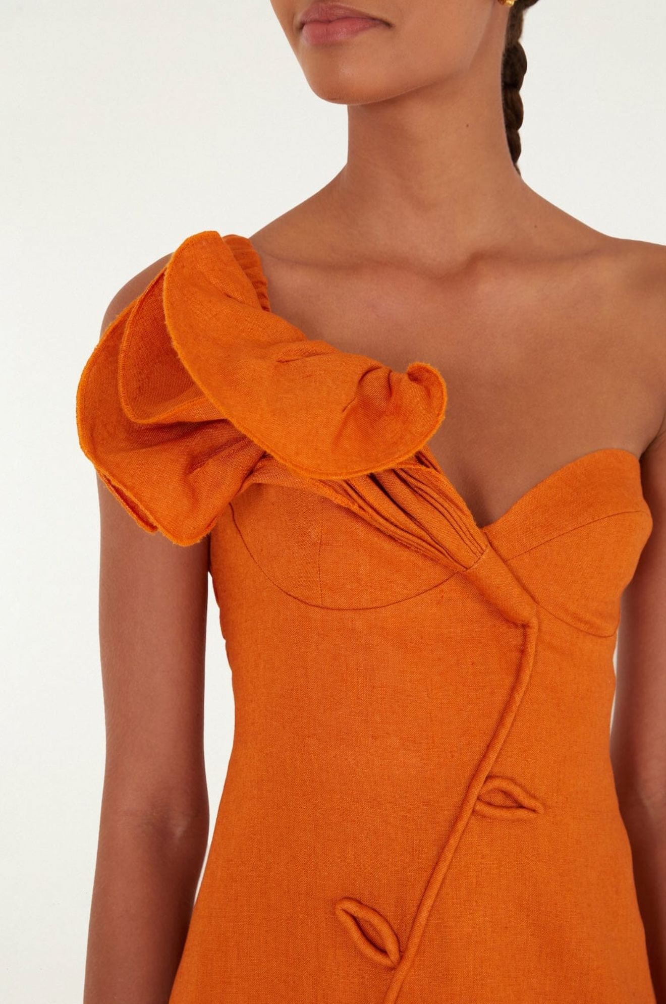 Orange Flower Mini Dress-Dresses-Uniquities