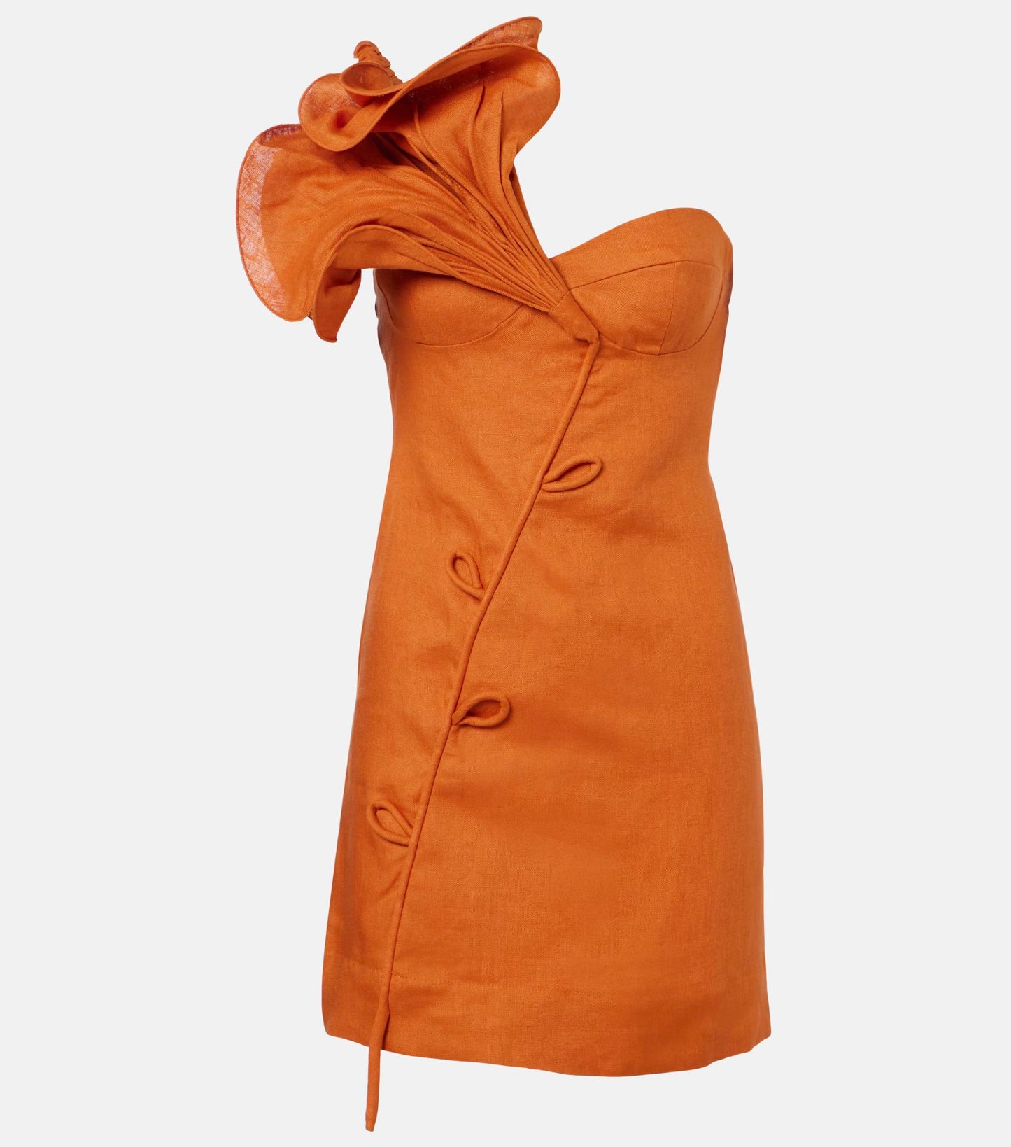 Orange Flower Mini Dress-Dresses-Uniquities