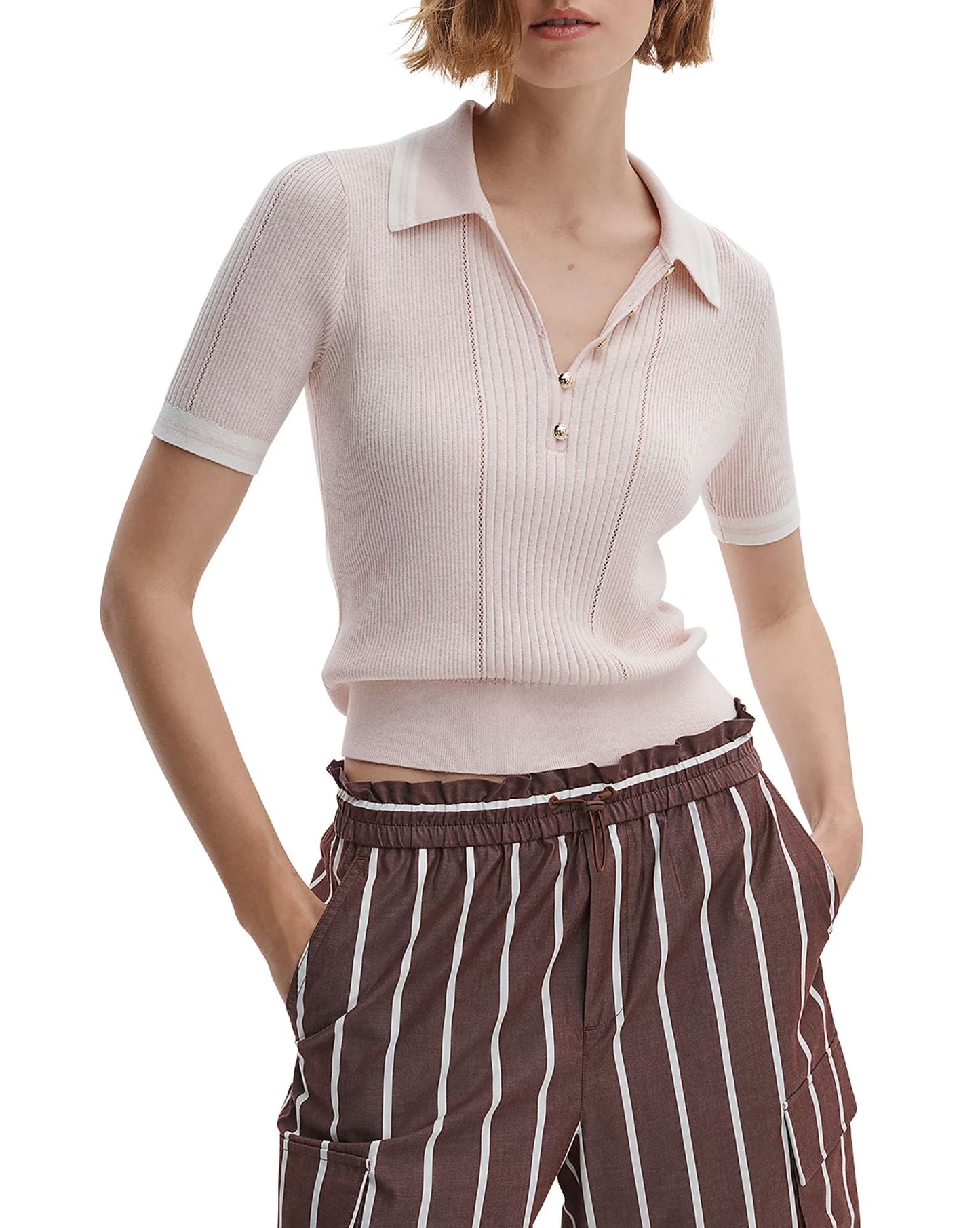 Laurie Tipped Short Sleeve Polo-Sweaters-Uniquities