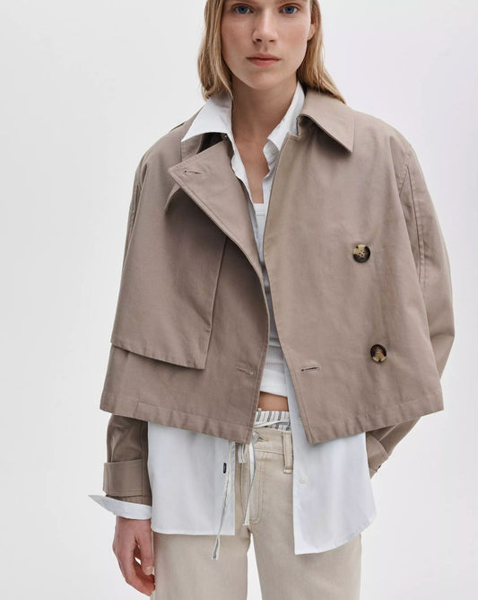 Jamie Cropped Trench-Jackets-Uniquities