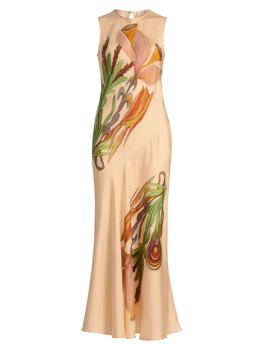 Gaea Sleeveless Silk Dress-Dresses-Uniquities