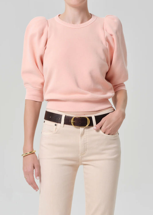 Pleated Short Sleeve Crew-Tops/Blouses-Uniquities