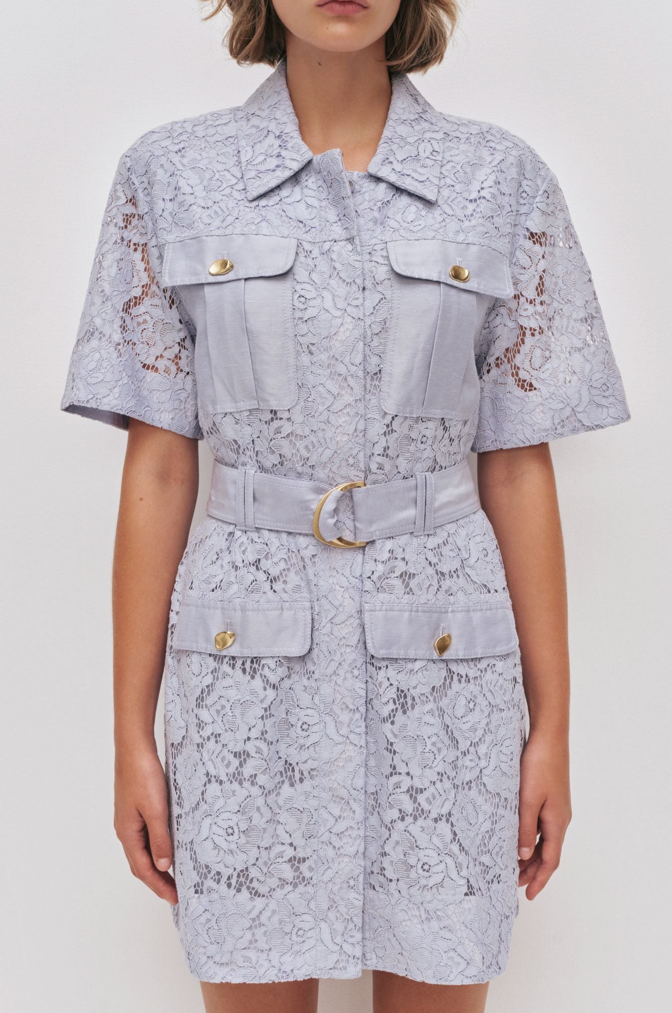 Mystic Lace Mini Shirt Dress-Dresses-Uniquities