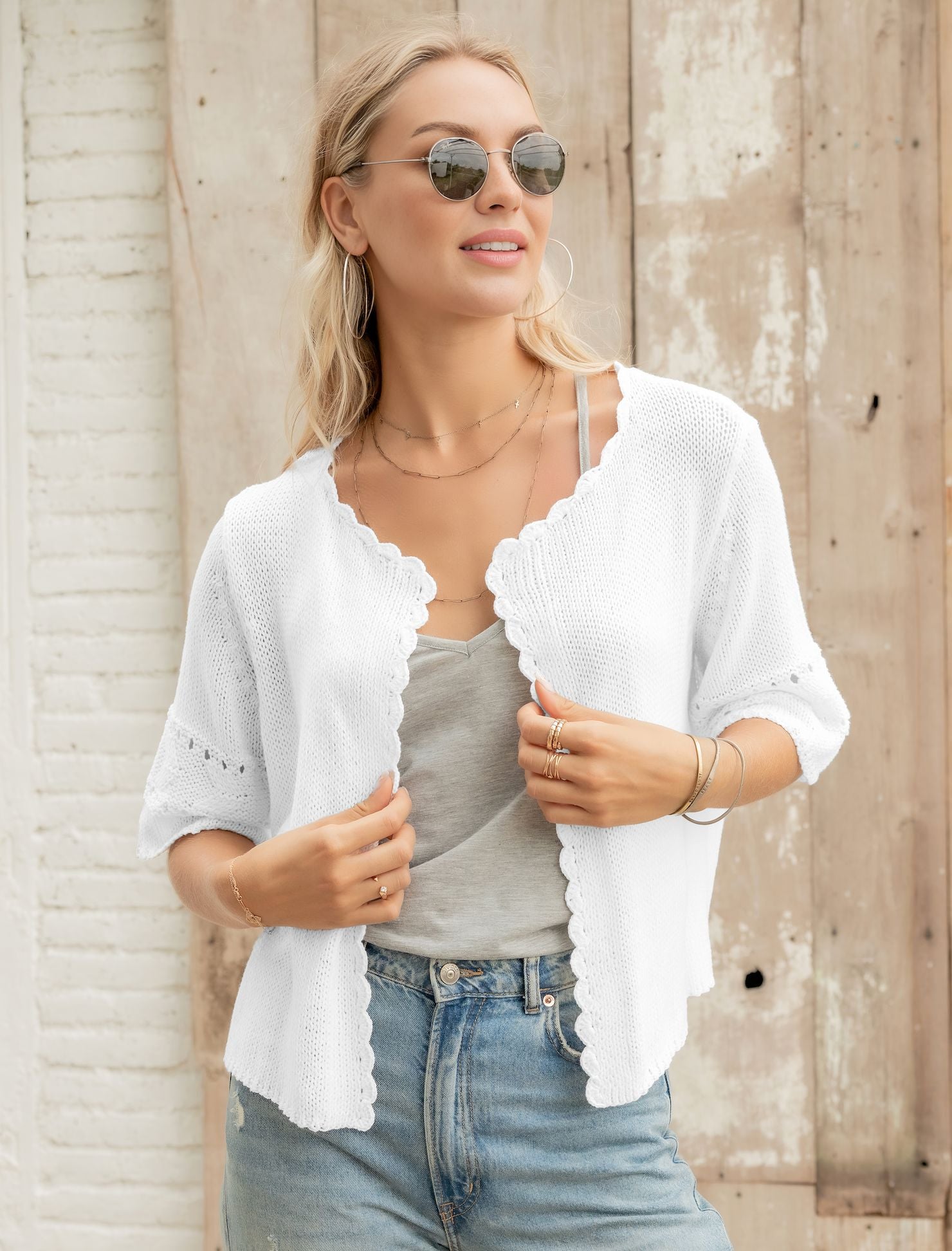 Calliope Short Sleeve Cardigan-Sweaters-Uniquities