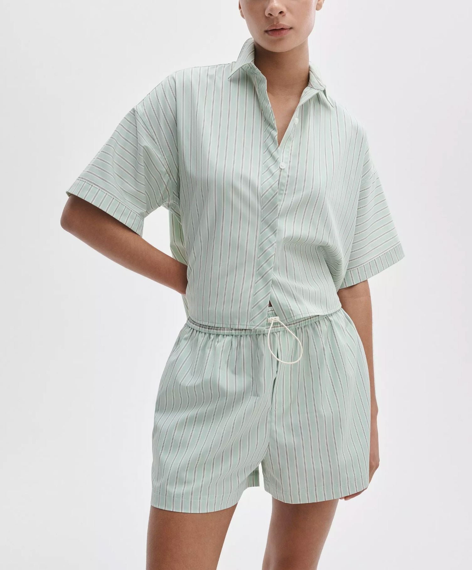 Marin Short Sleeve Stripe Shirt-Tops/Blouses-Uniquities