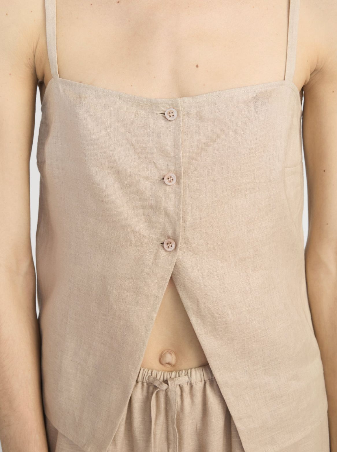 Linen Button Cami-Tops/Blouses-Uniquities