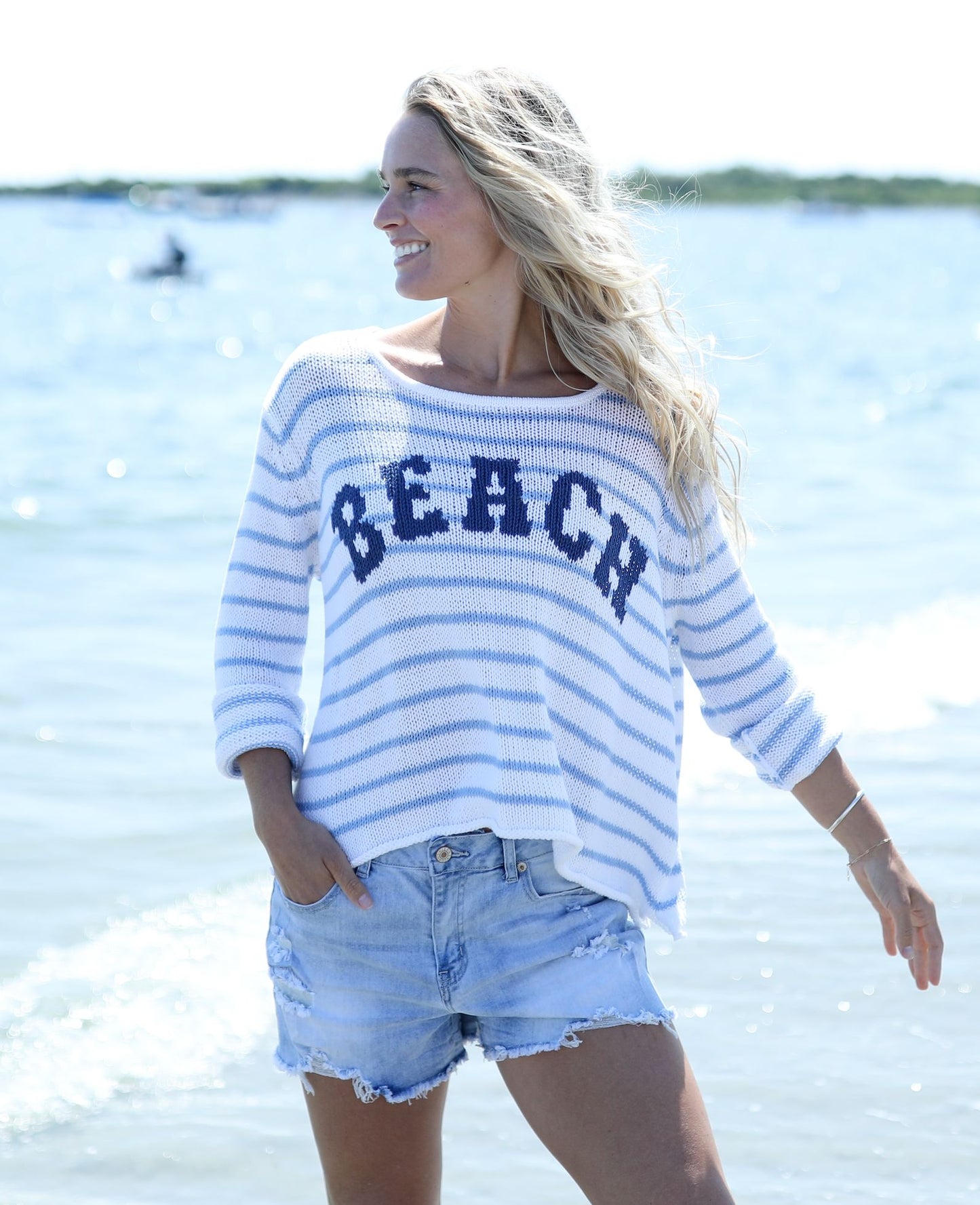 Beach Stripe Crew-Sweaters-Uniquities