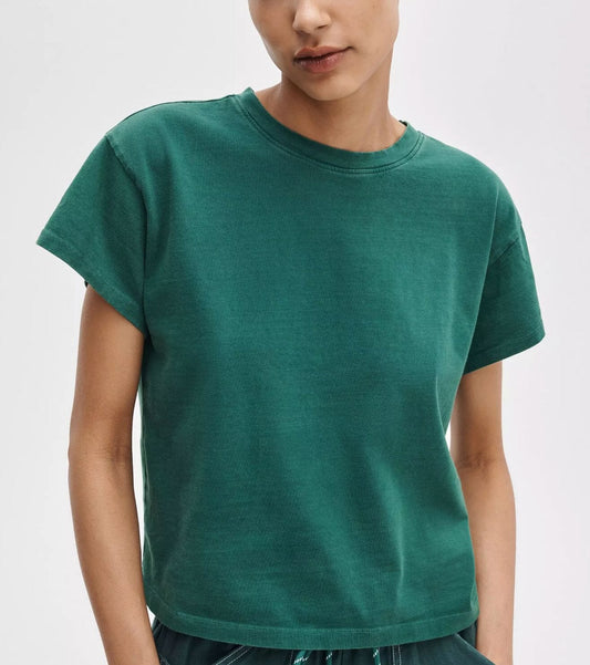Distressed Wash Kelly Boxy Tee-Tee Shirts-Uniquities
