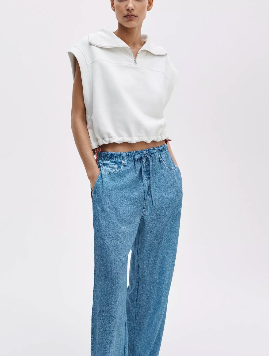 Vintage Terry Half Zip Muscle-Tops/Blouses-Uniquities