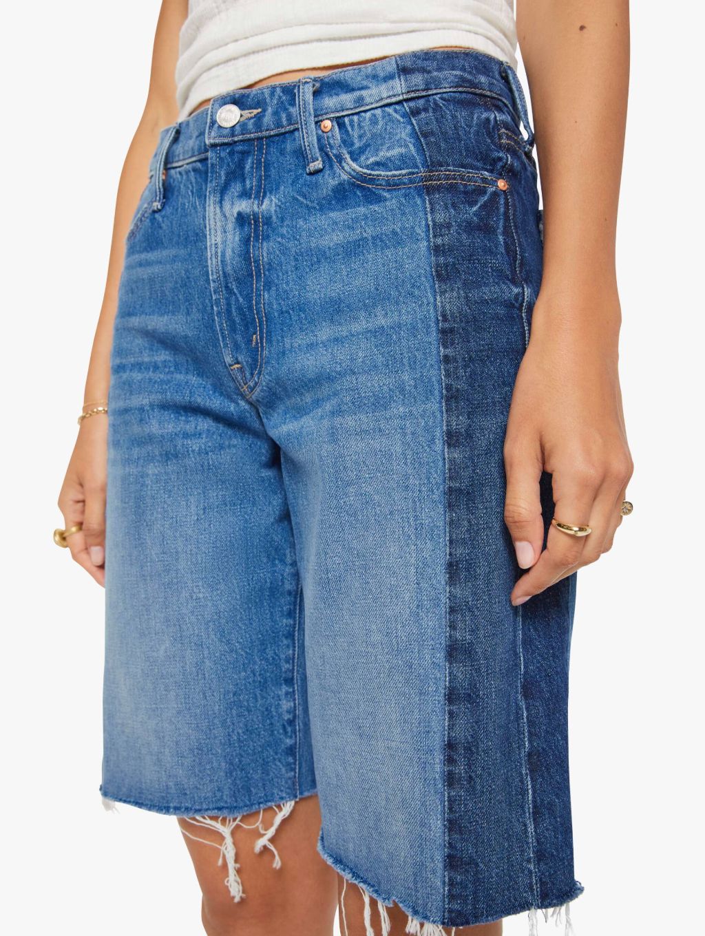 Mid Rise Maven Bermuda Fray-Denim-Uniquities