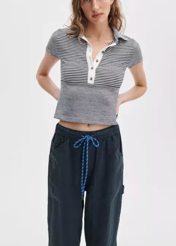 Knit Button Stripe Polo Tee Tops/Blouses Rag And Bone 
