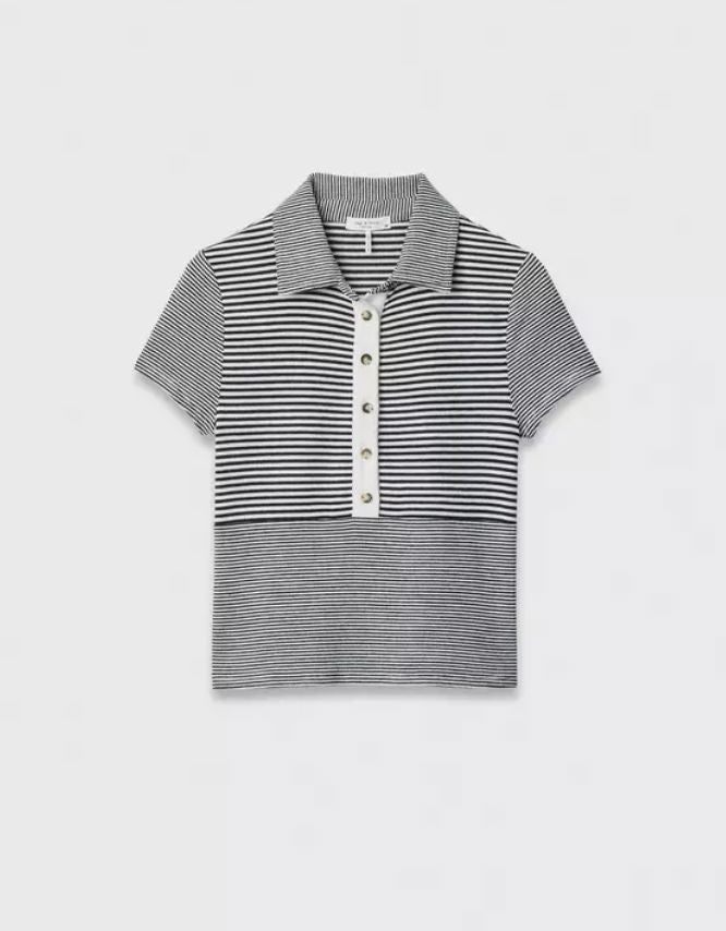 Knit Button Stripe Polo Tee Tops/Blouses Rag And Bone 