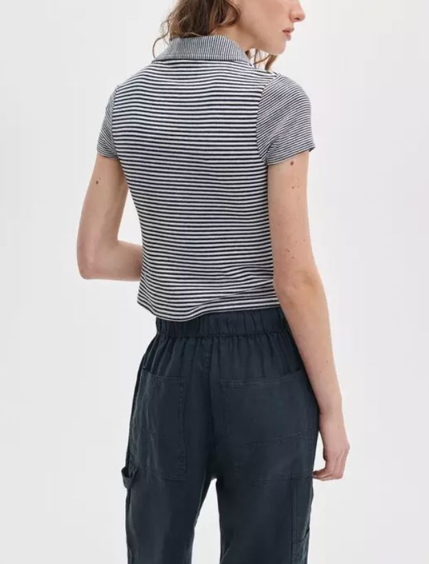 Knit Button Stripe Polo Tee Tops/Blouses Rag And Bone 
