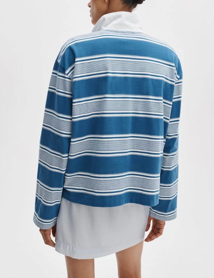 Kelly Stripe Long Sleeve Polo-Tops/Blouses-Uniquities