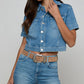 Kirstie Short Sleeve Crop Jacket-Tops/Blouses-Uniquities