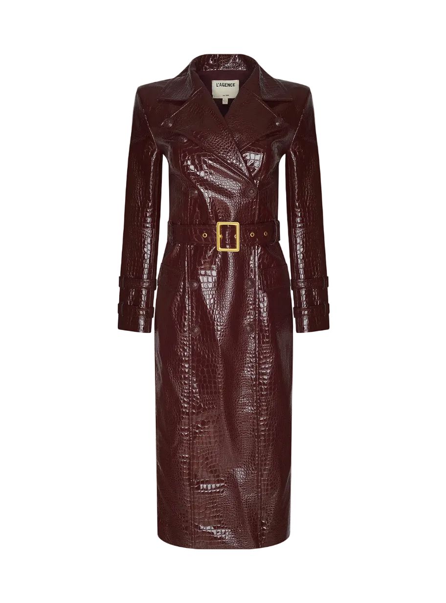 Celina Leather Trench Coat-Jackets-Uniquities