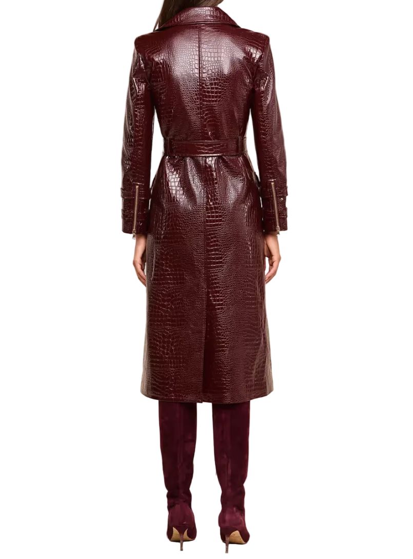 Celina Leather Trench Coat-Jackets-Uniquities
