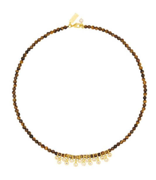 Beaded Necklace Cluster Tigers Eye-Jewelry-Uniquities