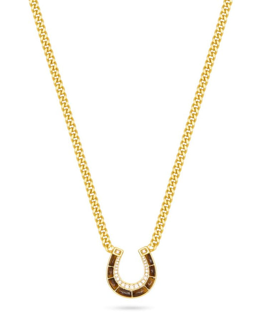 Horseshoe Necklace Tigers Eye-Jewelry-Uniquities