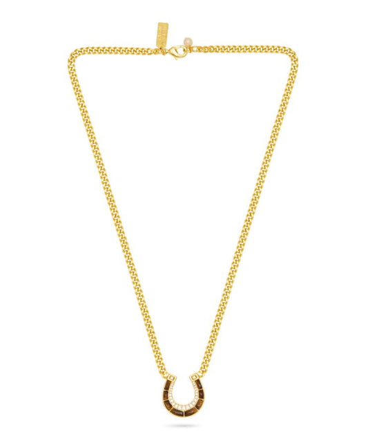 Horseshoe Necklace Tigers Eye-Jewelry-Uniquities
