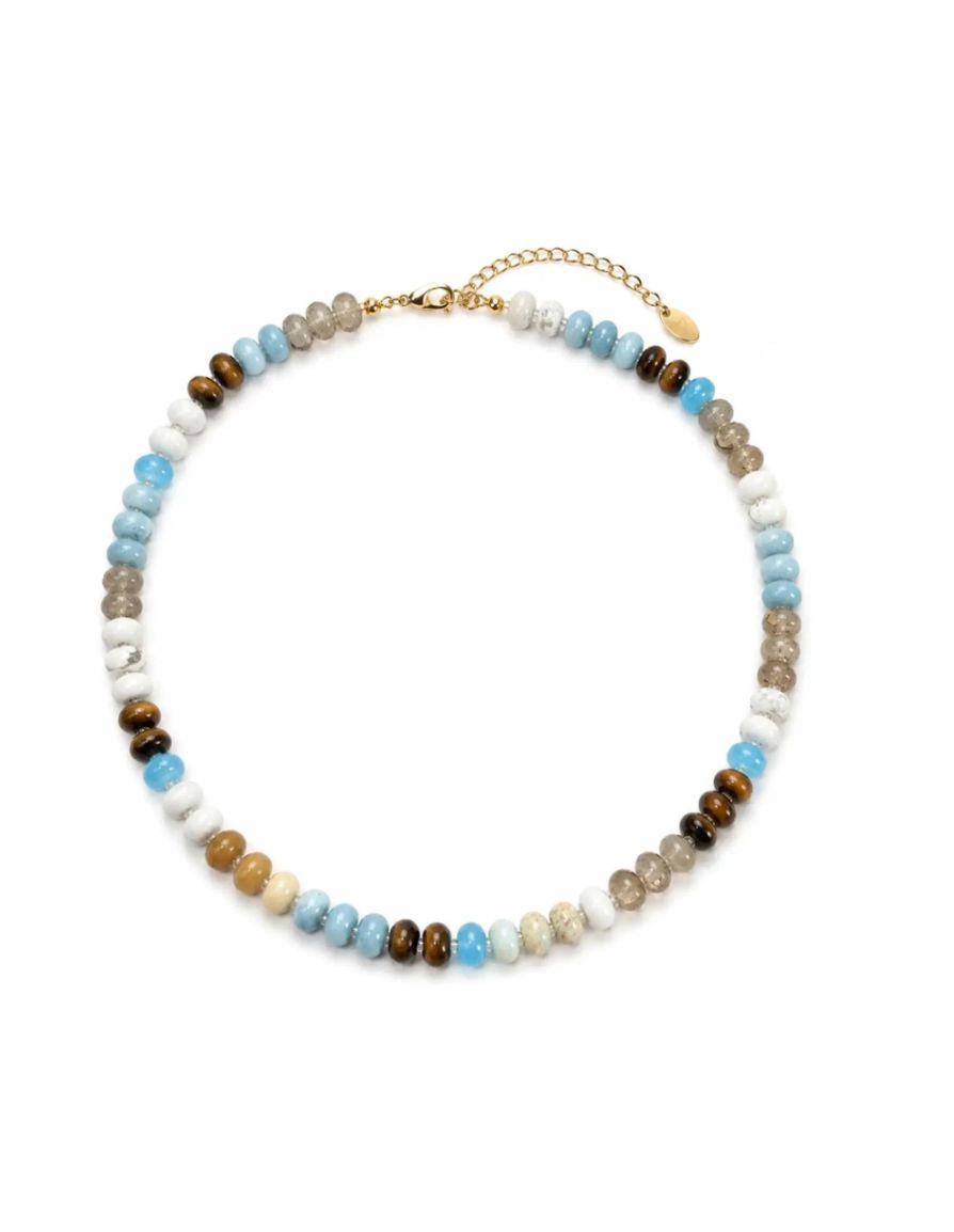 Mocha Blue Beaded Necklace-Jewelry-Uniquities