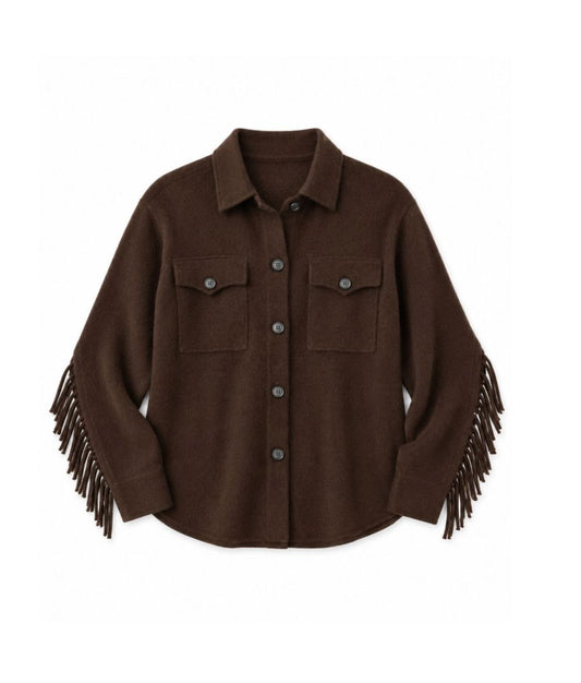 Stella Fringe Boyfriend Shirt-Tops/Blouses-Uniquities