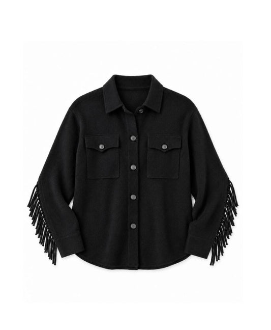 Stella Fringe Boyfriend Shirt-Tops/Blouses-Uniquities