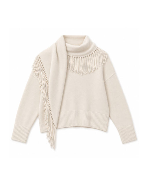 Cashmere Blend Scarf Sweater-Sweaters-Uniquities