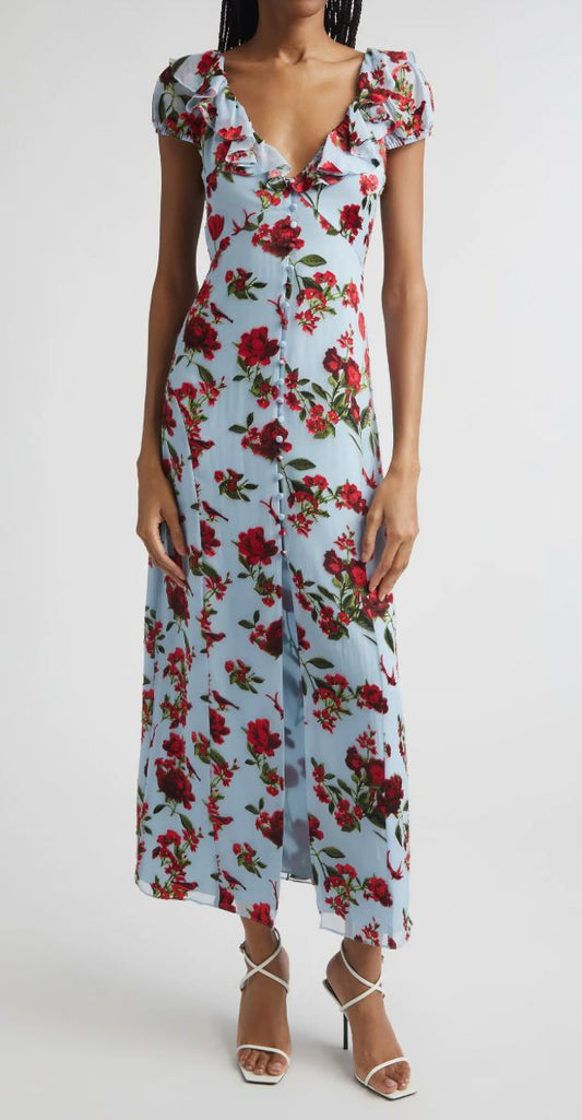 Tara Ruffle Seamed Slip Dress-Dresses-Uniquities