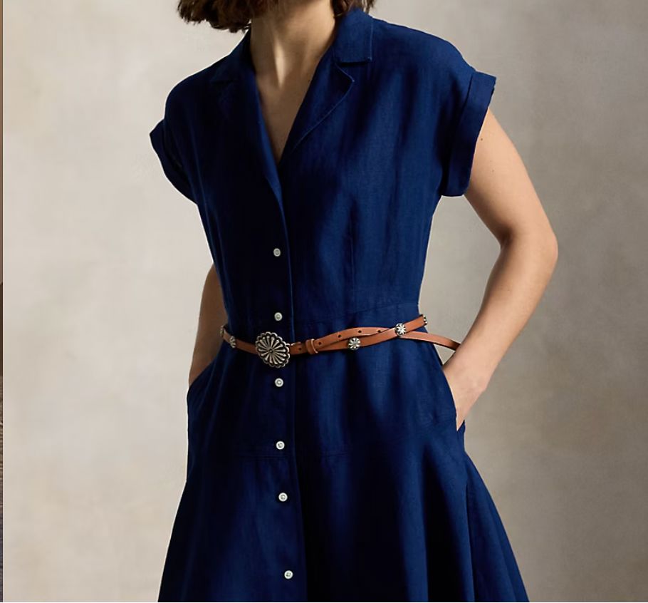 Linen Woven Collared Dress-Dresses-Uniquities