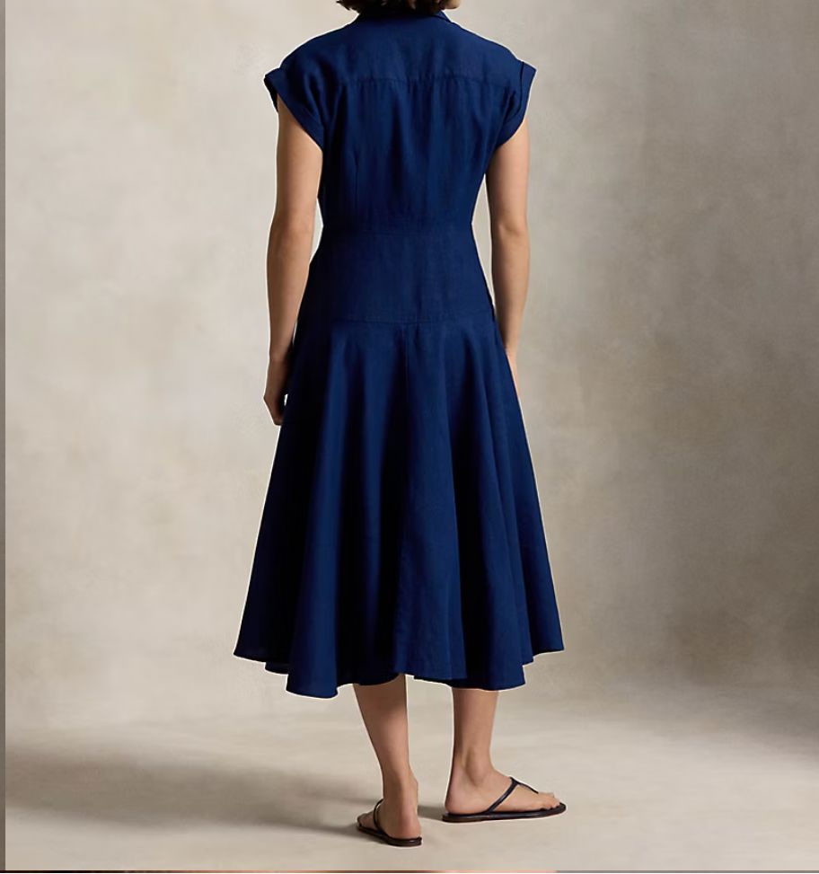 Linen Woven Collared Dress-Dresses-Uniquities