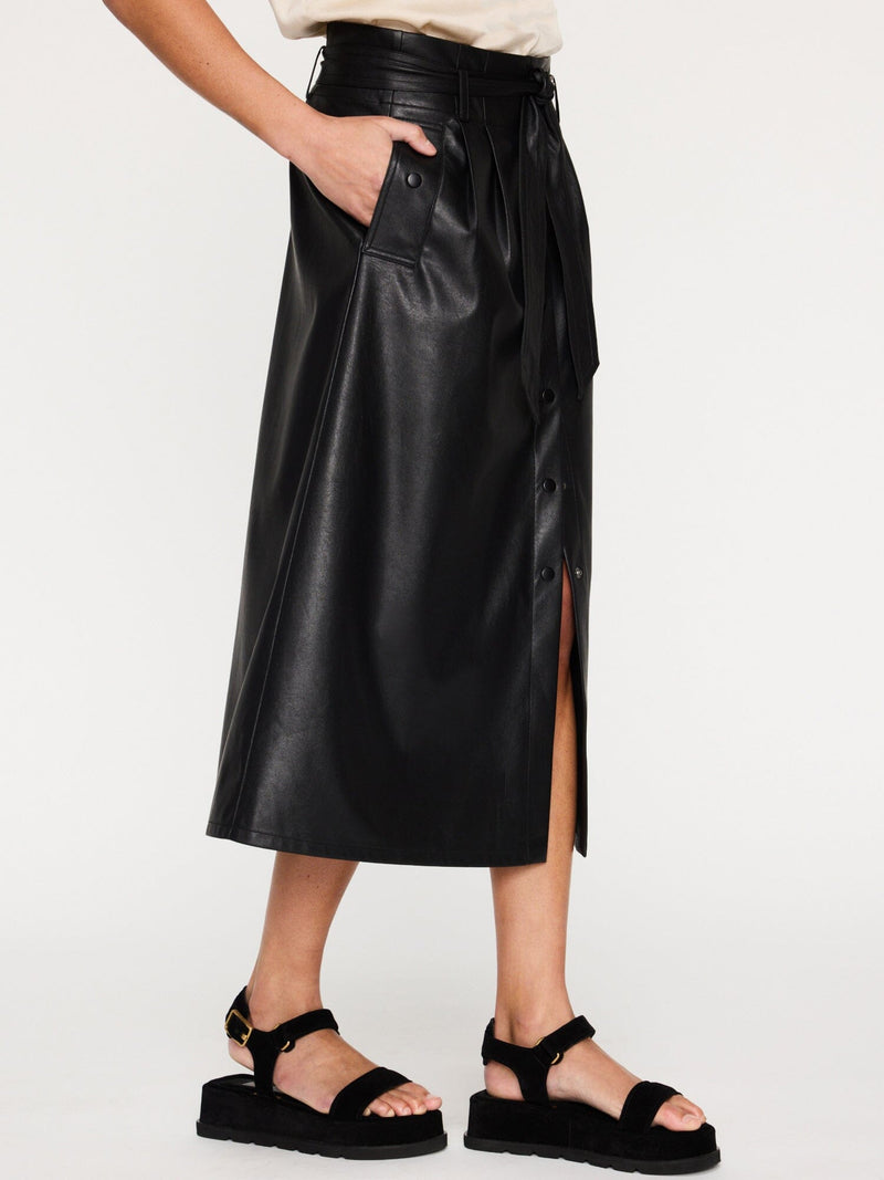 Teagan Vegan Leather Belted Skirt-Bottoms-Uniquities