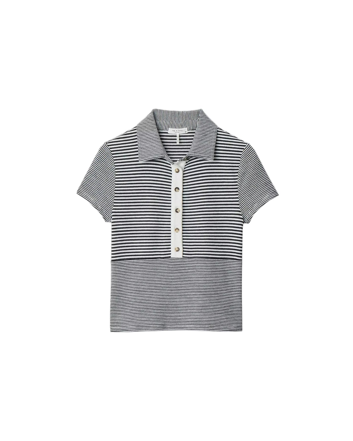Knit Button Stripe Polo Tee-Tops/Blouses-Uniquities