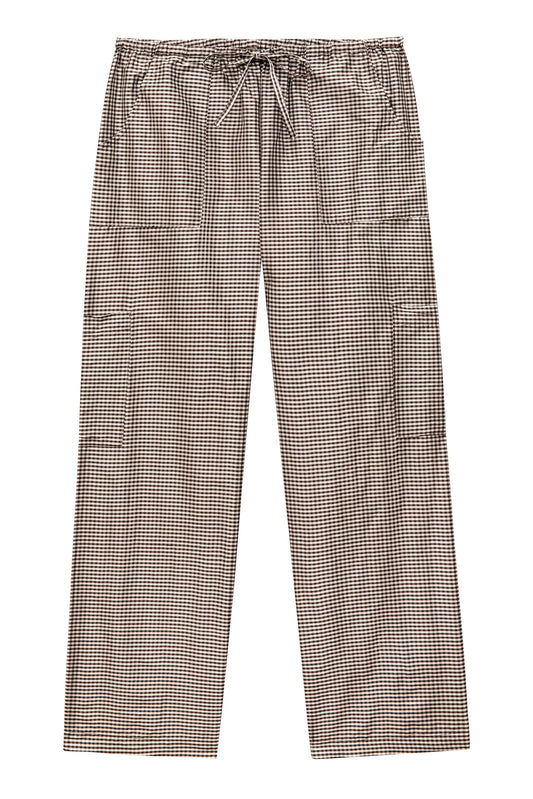 Taffeta Gingham Cargo Pant-Bottoms-Uniquities