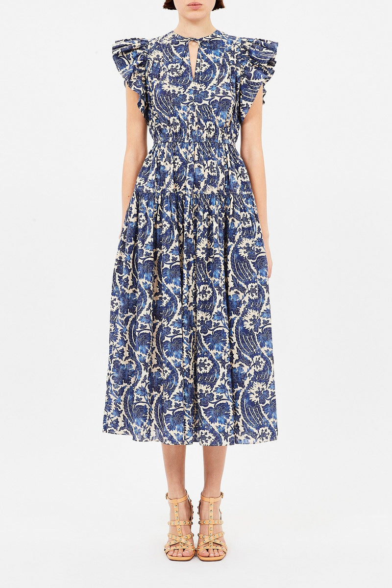 Kairi Flutter Sleeve Midi Dress-Dresses-Uniquities